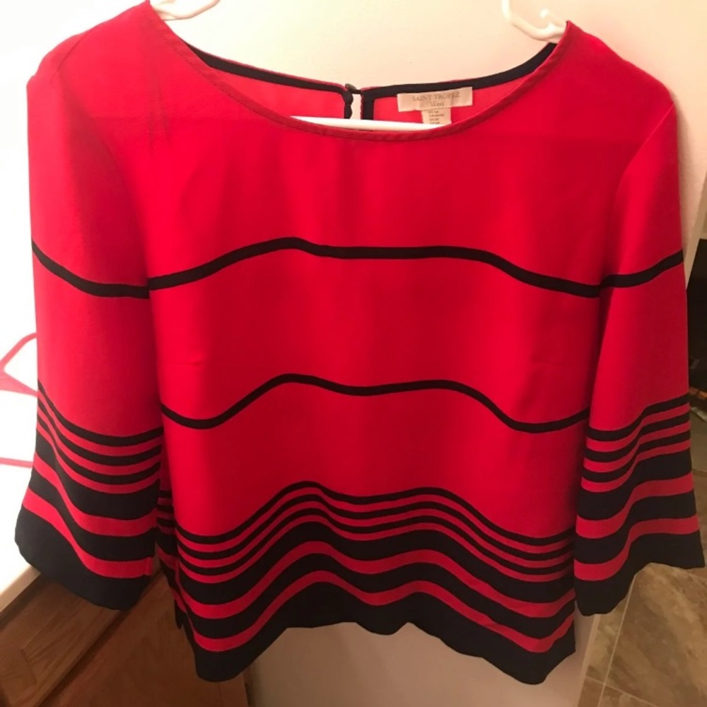 Navy/Red striped blouse